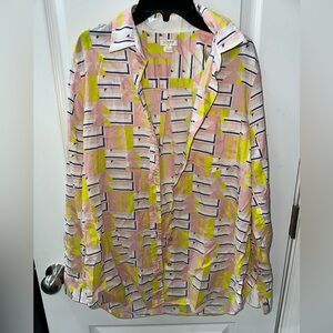 J. Crew Women’s Pink and Yellow Geometric Shirt